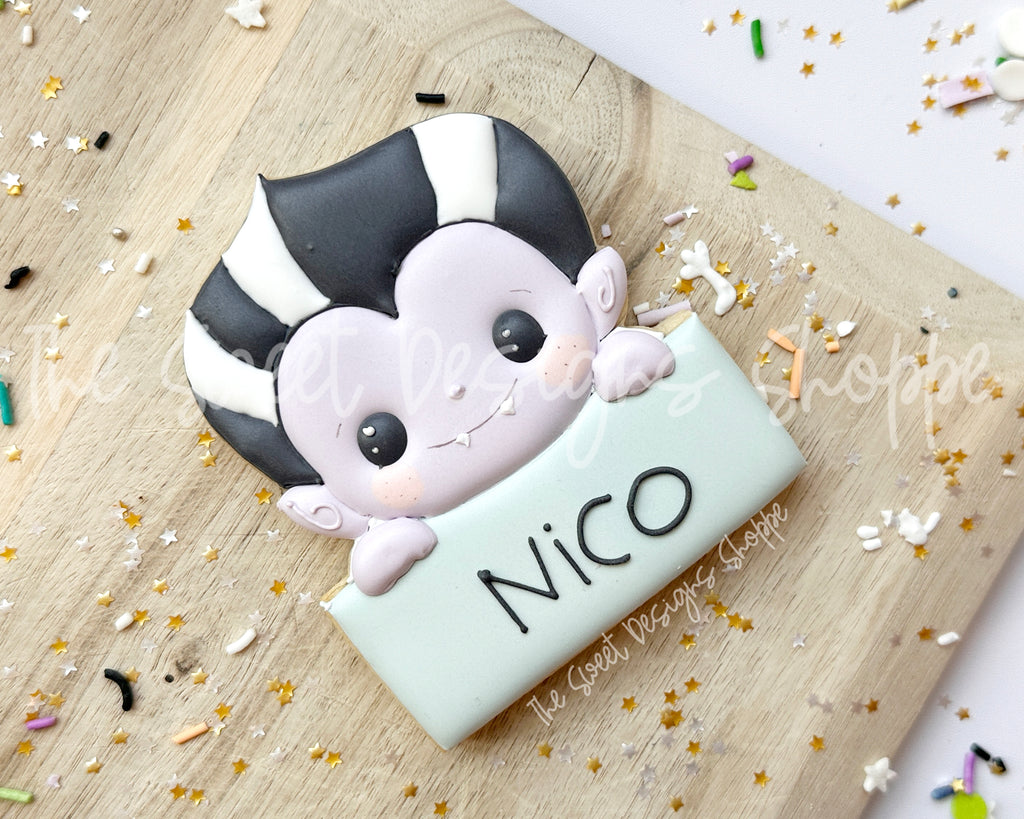 Cookie Cutters - Lil' Dracula Plaque - Cookie Cutter - The Sweet Designs Shoppe - TSDS - - ALL,Cookie Cutter,halloween,Halloween Monster Plaques,happy halloween,Lil' Dracula plaque,Plaques,Promocode,STL