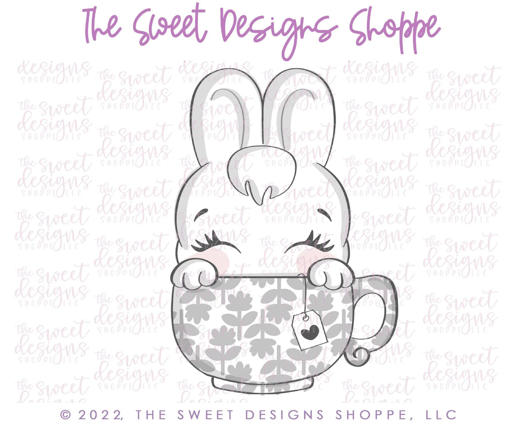 Cookie Cutters - Little Bunny in Mug- Cookie Cutter - Sweet Designs Shoppe - - ALL, Animal, Animals, Animals and Insects, beverage, beverages, Bunny, Cookie Cutter, Easter, Easter / Spring, Food and Beverage, Food beverages, Lady Milk Stache, Lady MilkStache, LadyMilkStache, mug, Promocode
