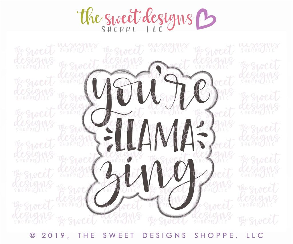 Cookie Cutters - LLAMA-zing Plaque - Cookie Cutter - The Sweet Designs Shoppe - - 2019, ALL, Animal, animal plaque, animals, Cookie Cutter, Customize, Llama, Plaque, Plaques, PLAQUES HANDLETTERING, Promocode