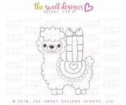 Cookie Cutters - Llilla the Llama With Gift - Cookie Cutter - The Sweet Designs Shoppe - TSDS - - ALL,Animal,Animals,Birthday,Christmas,Christmas / Winter,Cookie Cutter,Fantasy,Gifts,Llama,Promocode,STL