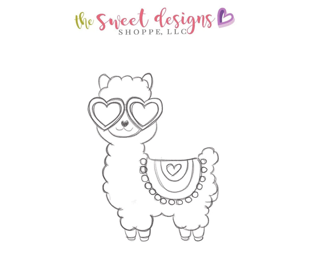 Cookie Cutters - Llilla the Llama With Glasses - Cookie Cutter - The Sweet Designs Shoppe - TSDS - - ALL,Animal,Animals,Cookie Cutter,Fantasy,Heart,Llama,Love,Promocode,Valentines