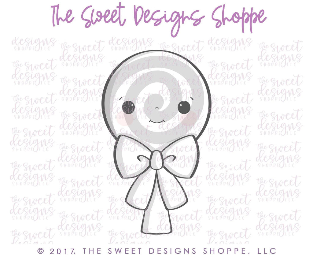 Cookie Cutters - Lollipop with Bow - Cookie Cutter - The Sweet Designs Shoppe - - ALL, Birthday, Candy, Christmas, Christmas / Winter, Cookie Cutter, Customize, Fall / Halloween, Fall / Thanksgiving, Food, Food & Beverages, halloween, Party, Promocode, Sweets, trick or treat