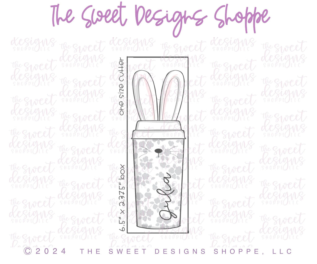 Cookie Cutters - Long Bunny Coffee - Cookie Cutter - Sweet Designs Shoppe - One Size (5-7/8" Tall x 2" Wide) - ALL, Animal, Animals, Animals and Insects, beverage, Coffee, Cookie Cutter, Easter, Easter / Spring, Food, Food & Beverages, Food and Beverage, Promocode, sips