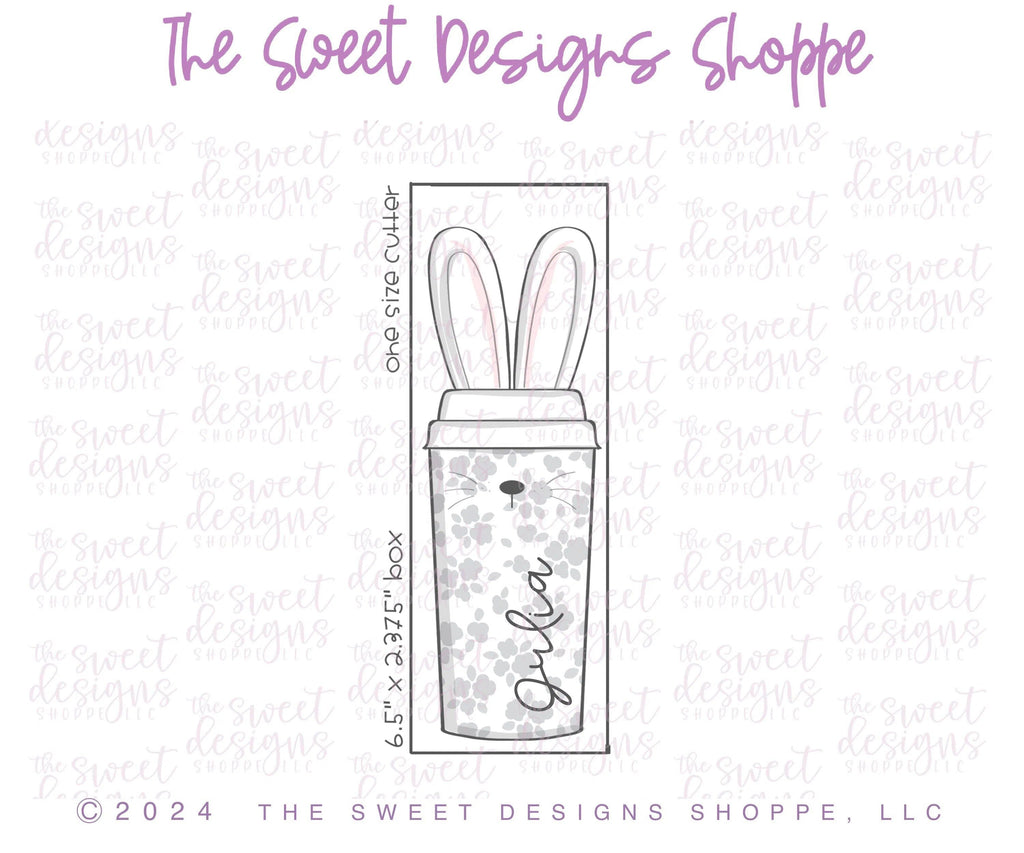 Cookie Cutters - Long Bunny Coffee - Cookie Cutter - The Sweet Designs Shoppe - One Size (5-7/8" Tall x 2" Wide) - ALL, Animal, Animals, Animals and Insects, beverage, Coffee, Cookie Cutter, Easter, Easter / Spring, Food, Food & Beverages, Food and Beverage, Promocode, sips