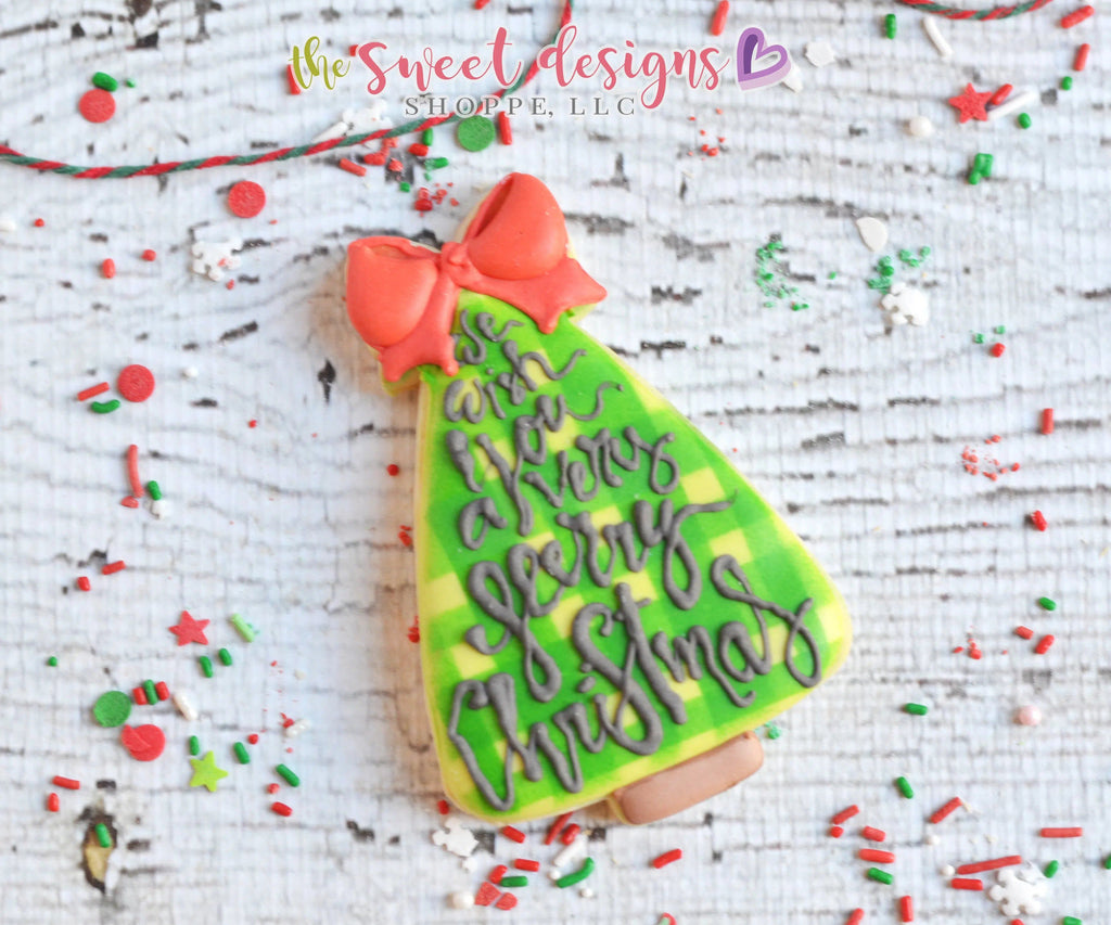 Cookie Cutters - Long Christmas Tree with Bow - Cookie Cutter - The Sweet Designs Shoppe - - ALL, Christmas, Christmas / Winter, Cookie Cutter, Decoration, Flower, Forest, Leaves, Nature, Ornament, Promocode, Tree, Winter