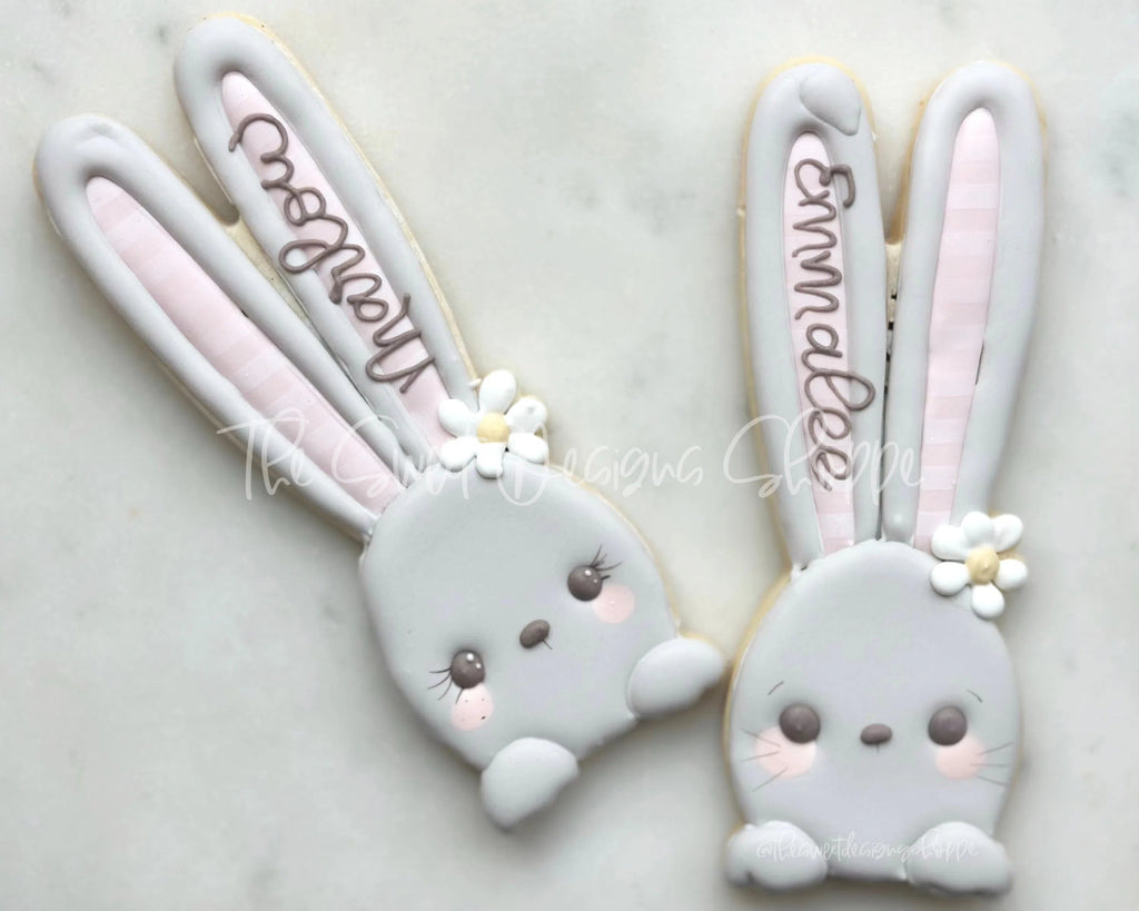 Cookie Cutters - Long Ears Bunny with Daisy- Cookie Cutters - Sweet Designs Shoppe - One Size( 6" High x 2" Wide) - ALL, Animal, Animals, Animals and Insects, bunny, bunny face, Cookie Cutter, Easter, Easter / Spring, Promocode