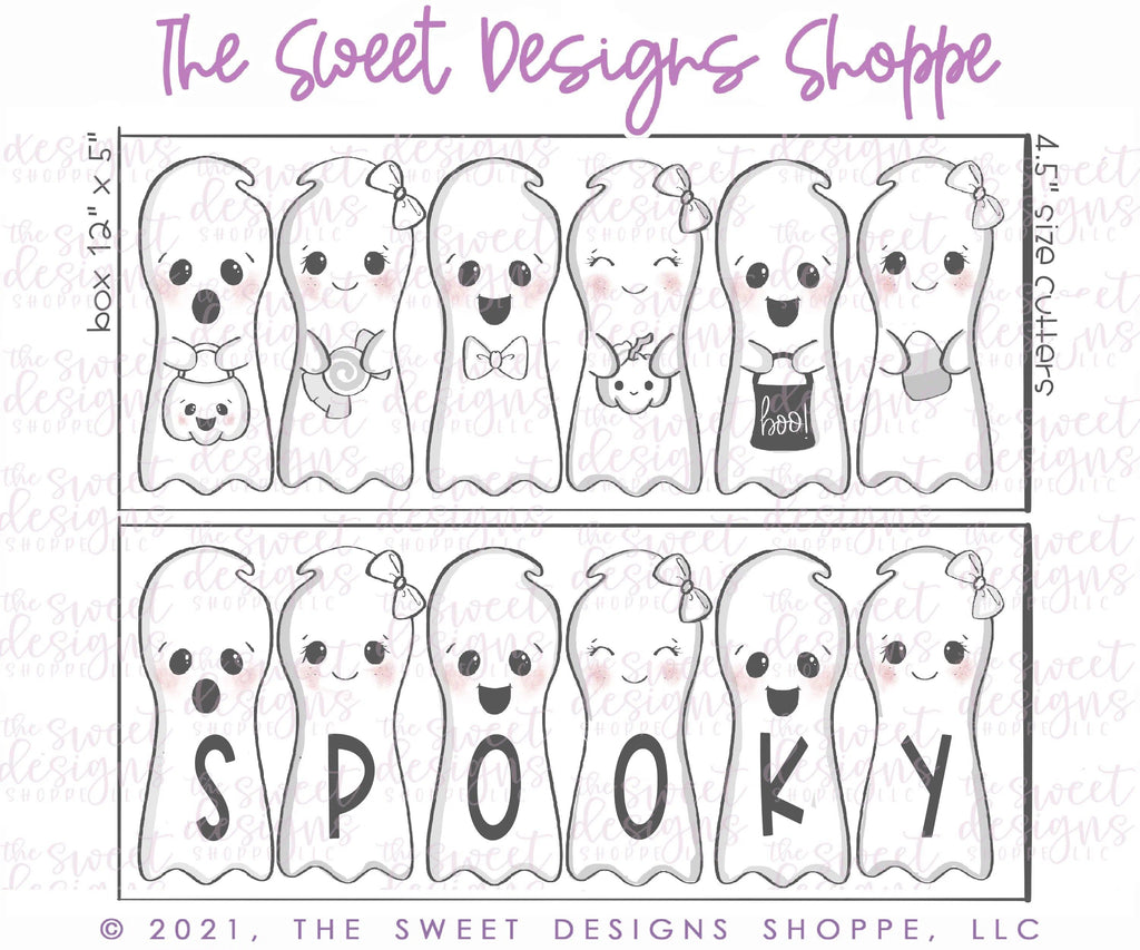 Cookie Cutters - Long Ghosts Set - Cookie Cutters - The Sweet Designs Shoppe - - ALL, Cookie Cutter, halloween, Halloween set, Halloween Sets, Mini Sets, Promocode, regular sets, set