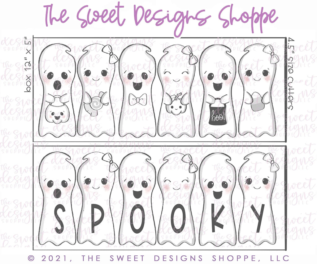 Cookie Cutters - Long Ghosts Set - Cookie Cutters - The Sweet Designs Shoppe - TSDS - - ALL,Cookie Cutter,halloween,Halloween set,Halloween Sets,Mini Sets,Promocode,regular sets,set