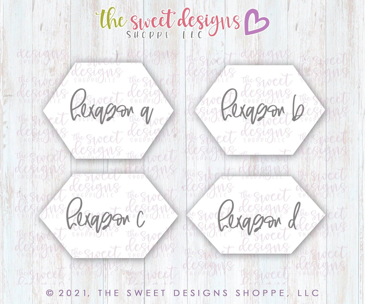 Cookie Cutters - Long Hexagon SET Type A,B,C,D - Cookie Cutters - The Sweet Designs Shoppe - TSDS - - ALL,basic,basic shapes,BasicShapes,Birthday,Cookie Cutter,Mini Sets,Promocode,regular sets,set,STL
