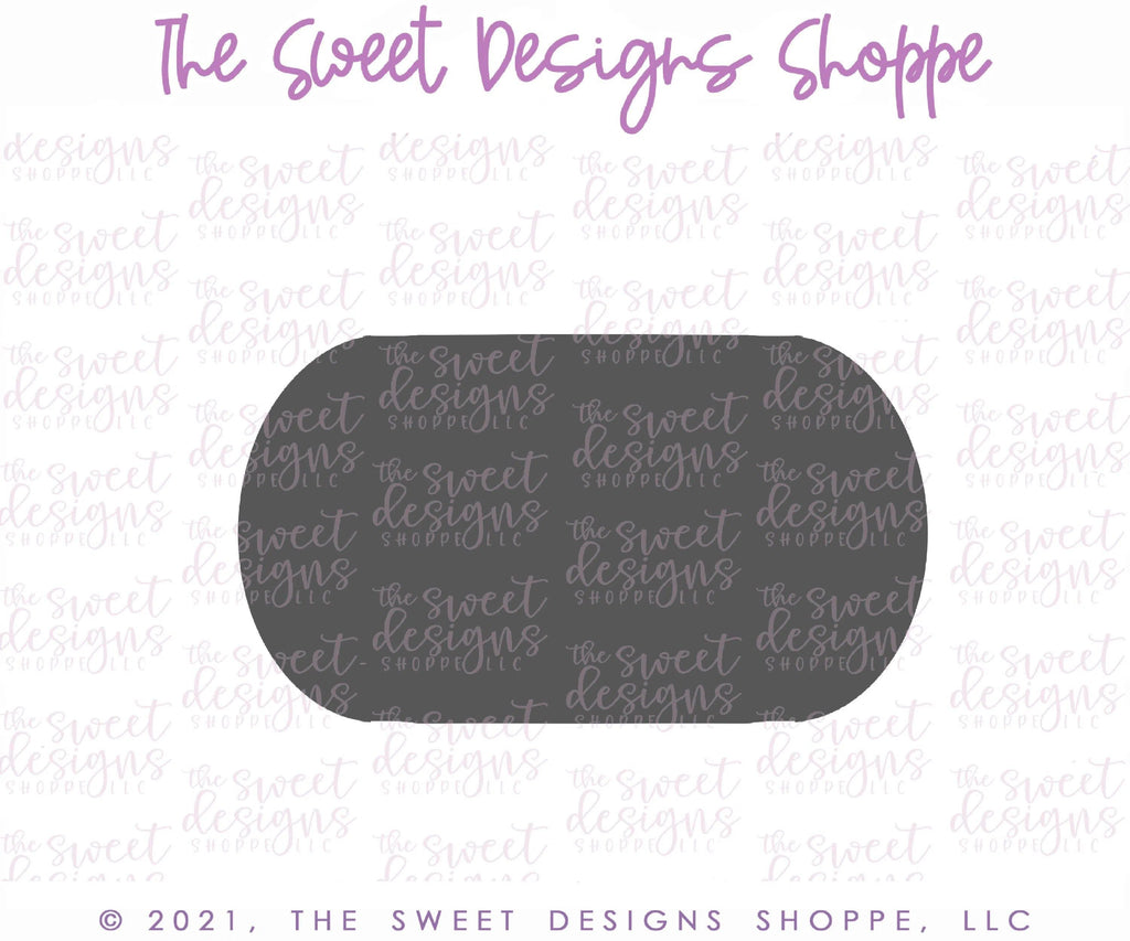 Cookie Cutters - Long Oval Plaque B - Cookie Cutter - The Sweet Designs Shoppe - - ALL, basic, Basic Shapes, BasicShapes, Birthday, Cookie Cutter, Plaque, Plaques, PLAQUES HANDLETTERING, Promocode, Sweet, Sweets