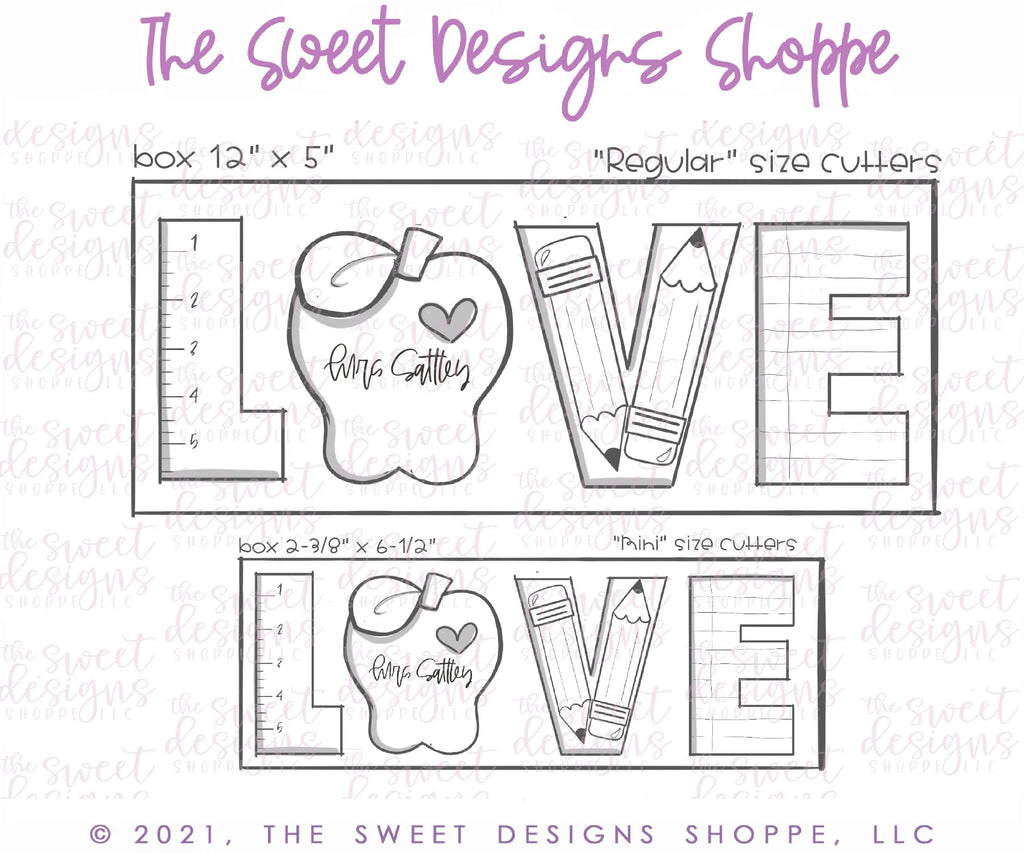 Cookie Cutters - LOVE Apple Set - Cookie Cutters - Sweet Designs Shoppe - - ALL, back to school, Cookie Cutter, Grad, graduations, homeschool, letter, Lettering, Letters, letters and numbers, Mini Sets, Promocode, regular sets, School, School / Graduation, set, Teacher, Teacher Appreciation