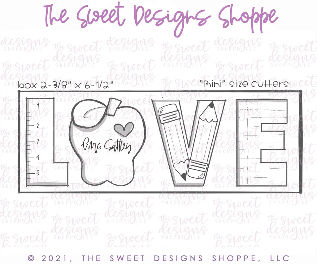 Cookie Cutters - LOVE Apple Set - Cookie Cutters - The Sweet Designs Shoppe - - ALL, back to school, Cookie Cutter, Grad, graduations, homeschool, letter, Lettering, Letters, letters and numbers, Mini Sets, Promocode, regular sets, School, School / Graduation, set, Teacher, Teacher Appreciation