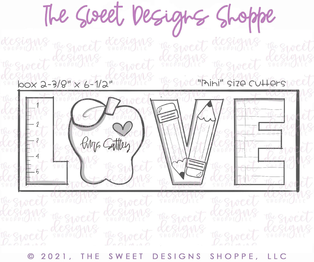 Cookie Cutters - LOVE Apple Set - Cookie Cutters - The Sweet Designs Shoppe - TSDS - - ALL,back to school,Cookie Cutter,Grad,graduations,homeschool,letter,Lettering,Letters,letters and numbers,Mini Sets,Promocode,regular sets,School,School / Graduation,set,Teacher,Teacher Appreciation