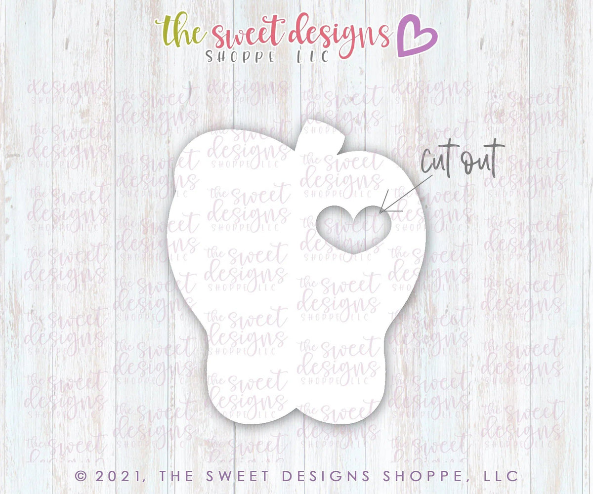 Cookie Cutters - Love Apple with Cutout - Cookie Cutter - The Sweet Designs Shoppe - TSDS - - ALL,back to school,Cookie Cutter,Grad,graduations,Promocode,School,School / Graduation,School Bus,school supplies,STL,teacher,teacher appreciation