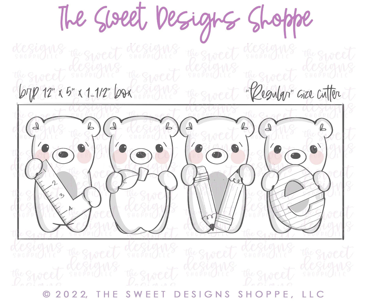 Cookie Cutters - LOVE Bears Set - Set of 4 - Cookie Cutters - The Sweet Designs Shoppe - TSDS - - ALL,Animal,Animals,back to school,Cookie Cutter,Grad,graduations,Mini Sets,Promocode,regular sets,School,School / Graduation,school supplies,set,Teacher,Teacher Appreciation,valentine,valentines