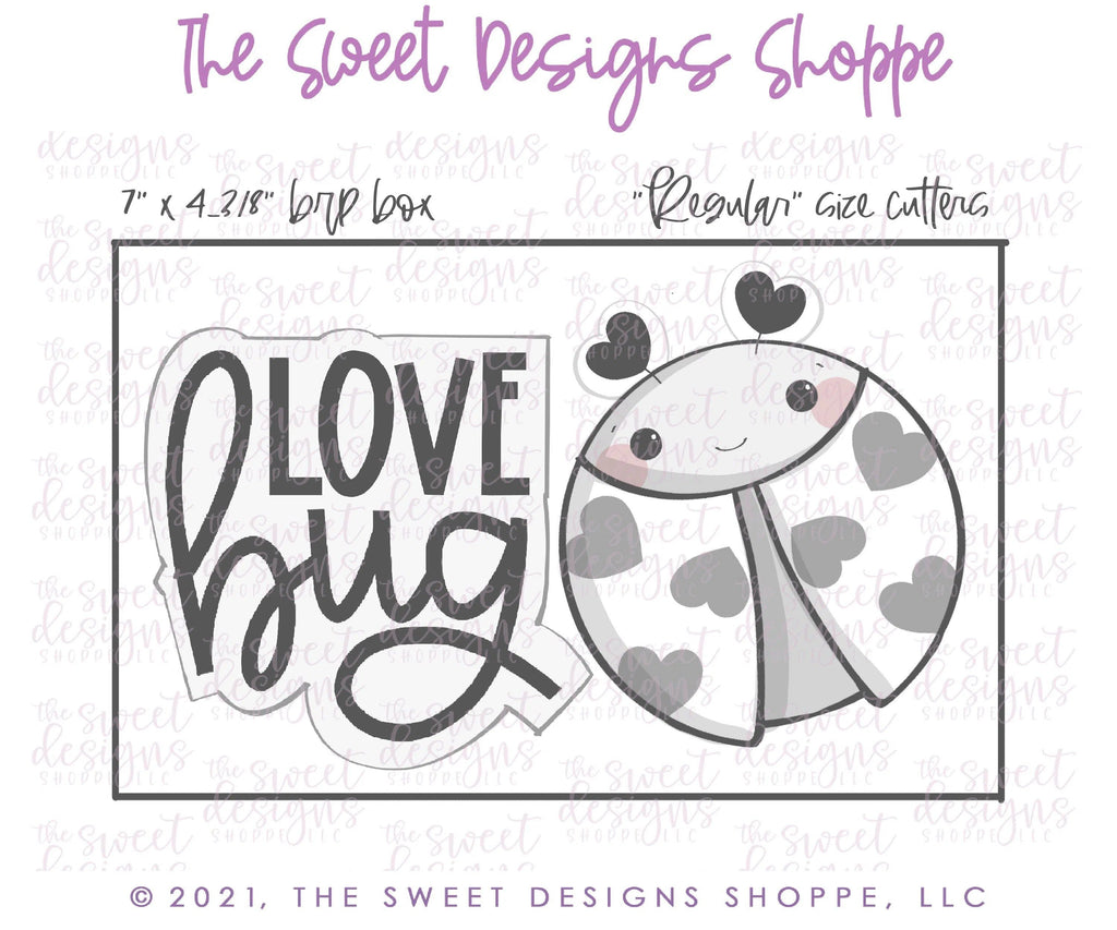 Cookie Cutters - Love Bug and Bug Love Plaque Set - 2 Piece Set - Cookie Cutters - The Sweet Designs Shoppe - TSDS - - ALL,Animal,Animals,Animals and Insects,Cookie Cutter,Mini Set,Mini Sets,Promocode,regular sets,set,sets,STL,valentine,valentines