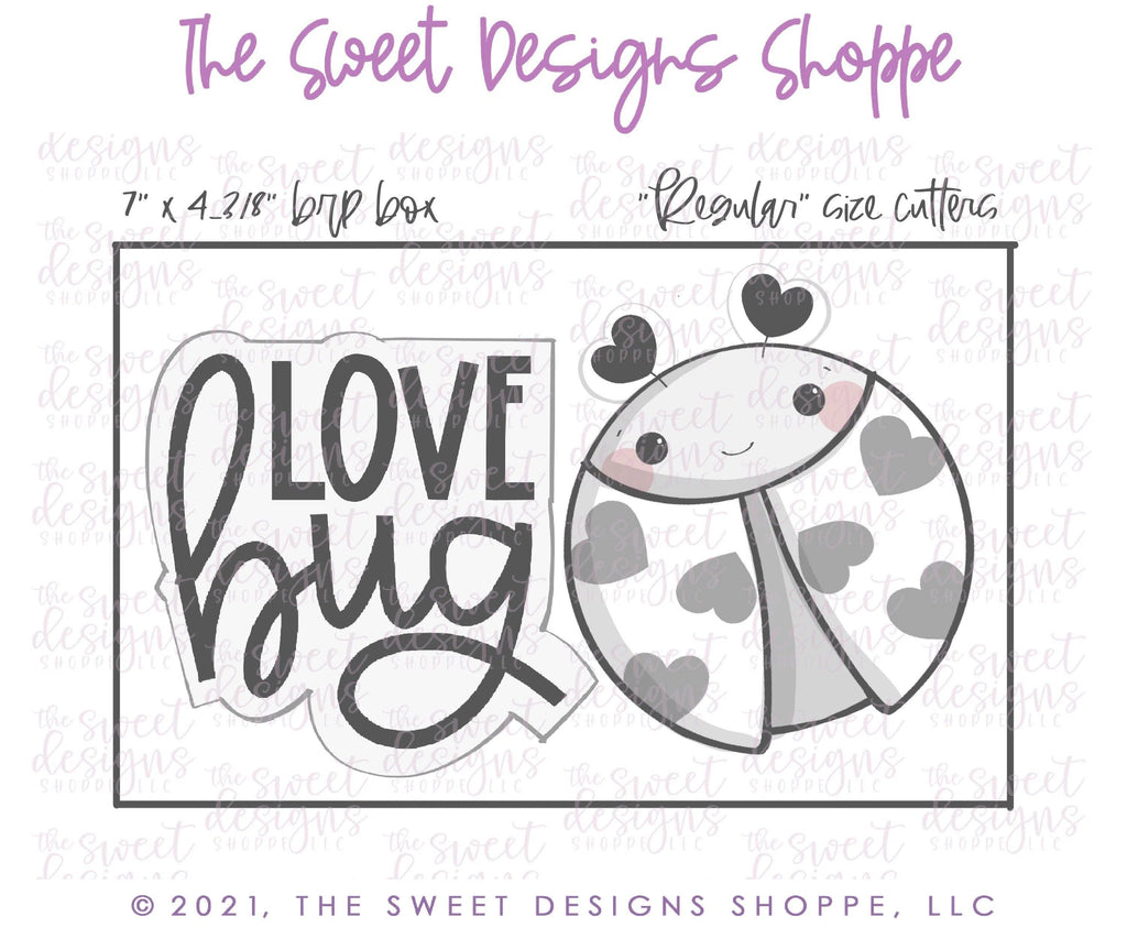 Cookie Cutters - Love Bug and Bug Love Plaque Set - 2 Piece Set - Cookie Cutters - The Sweet Designs Shoppe - - ALL, Animal, Animals, Animals and Insects, Cookie Cutter, Mini Set, Mini Sets, Promocode, regular sets, set, sets, valentine, valentines