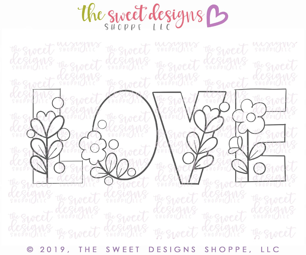 Cookie Cutters - LOVE Floral Set - Cookie Cutters - Sweet Designs Shoppe - - ALL, Cookie Cutter, letter, Lettering, Letters, letters and numbers, Mini Sets, Promocode, regular sets, set, Valentine, Valentines, Valentines couples, Wedding