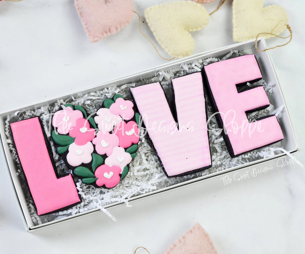 Cookie Cutters - LOVE Flower Heart Set - Cookie Cutters - Sweet Designs Shoppe - - ALL, Cookie Cutter, letter, Lettering, Letters, letters and numbers, Mini Sets, NURSE APPRECIATION, Promocode, regular sets, set, TEACHER APPRECIATION, Valentine, Valentines, Valentines couples, Wedding