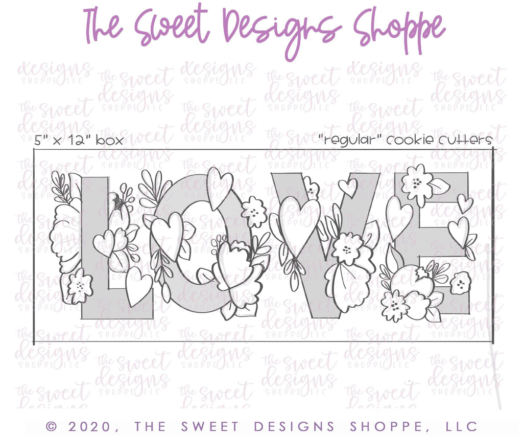 Cookie Cutters - LOVE Flowery Set - Cookie Cutters - The Sweet Designs Shoppe - TSDS - - ALL,Cookie Cutter,letter,Lettering,Letters,letters and numbers,Mini Sets,Promocode,regular sets,set,Valentine,Valentines,Valentines couples,Wedding