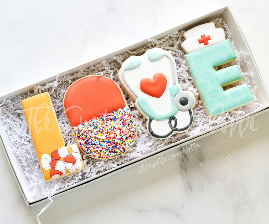 Cookie Cutters - LOVE Nurse Set - Cookie Cutters - The Sweet Designs Shoppe - - ALL, Cookie Cutter, Doctor, letter, Lettering, Letters, letters and numbers, medical, medicine, Mini Sets, Nurse, Nurse Appreciation, Promocode, regular sets, set