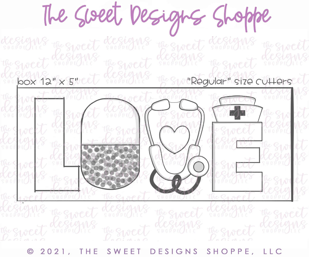 Cookie Cutters - LOVE Nurse Set - Cookie Cutters - The Sweet Designs Shoppe - TSDS - - ALL,Cookie Cutter,Doctor,letter,Lettering,Letters,letters and numbers,medical,medicine,Mini Sets,Nurse,Nurse Appreciation,Promocode,regular sets,set