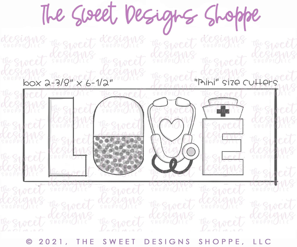 Cookie Cutters - LOVE Nurse Set - Cookie Cutters - The Sweet Designs Shoppe - TSDS - - ALL,Cookie Cutter,Doctor,letter,Lettering,Letters,letters and numbers,medical,medicine,Mini Sets,Nurse,Nurse Appreciation,Promocode,regular sets,set