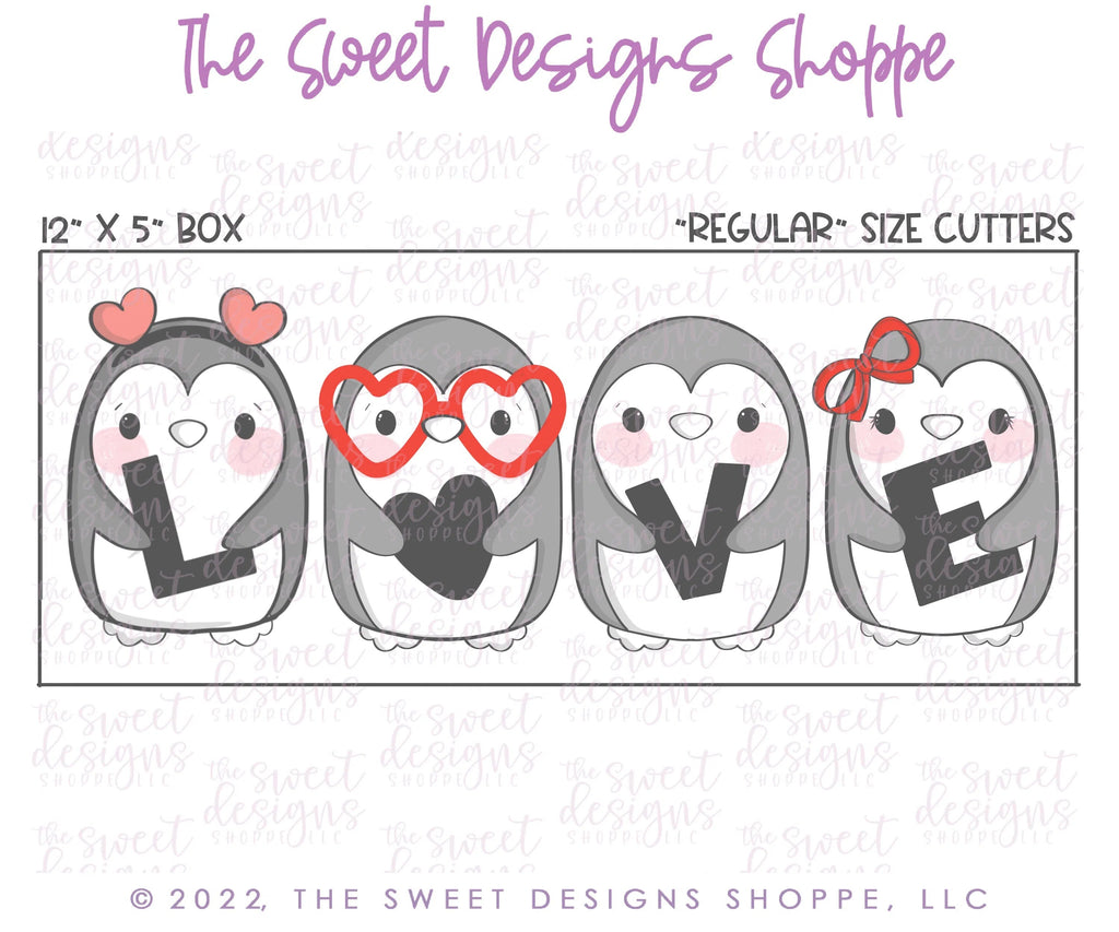 Cookie Cutters - Love Penguins Cutters Set - Set of 4 - Cutters - Sweet Designs Shoppe - - ALL, Animal, Animals, Animals and Insects, Cookie Cutter, Mini Sets, Promocode, regular sets, set, valentine, Valentine's
