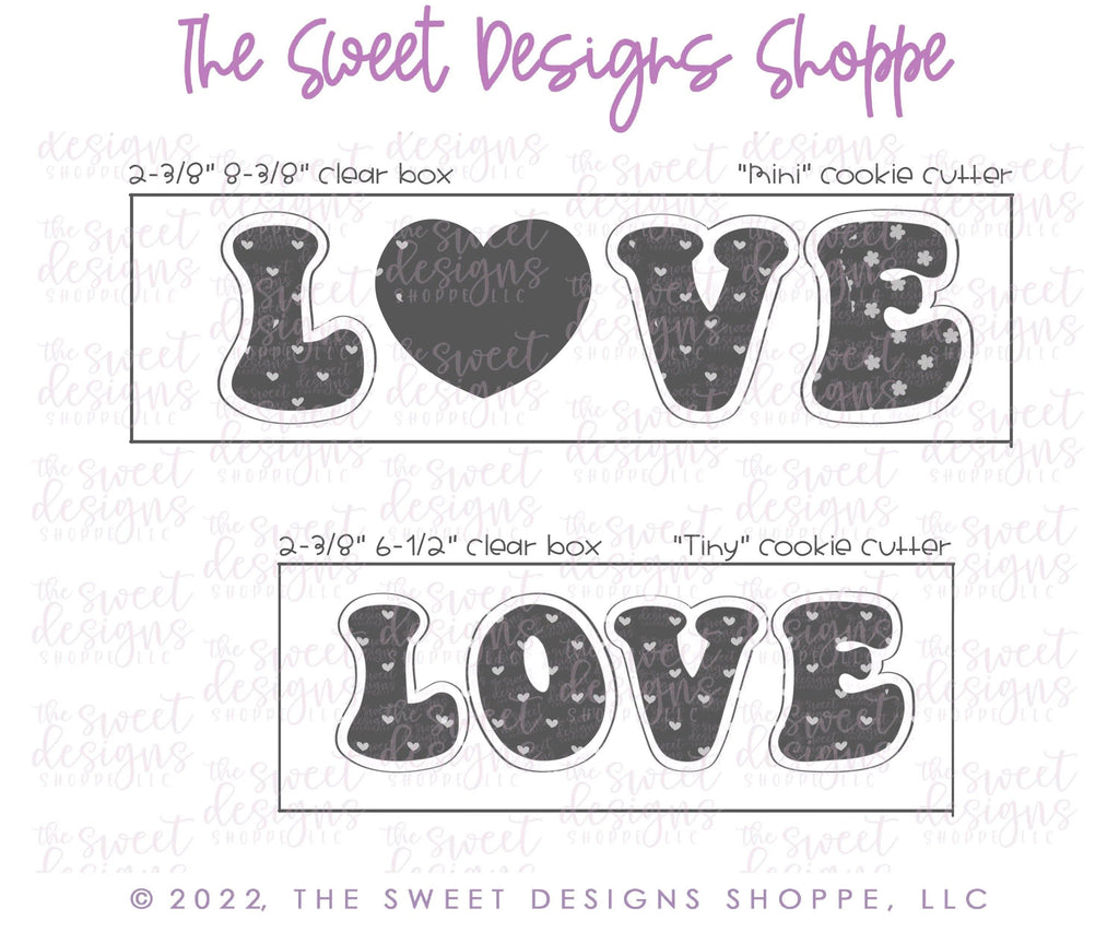 Cookie Cutters - LOVE Retro Set - Set of 4 - Cookie Cutters - The Sweet Designs Shoppe - TSDS - - ALL,Cookie Cutter,groovy,letter,Lettering,Letters,letters and numbers,Mini Sets,Promocode,regular sets,Retro,set,text,valentine,Valentine's