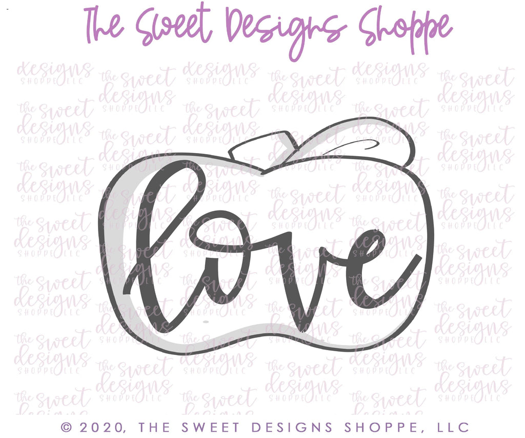 Cookie Cutters - LOVE Short Apple - Cookie Cutter - Sweet Designs Shoppe - - ALL, back to school, Cookie Cutter, Grad, graduations, home, house, Misc, Miscelaneous, Miscellaneous, Nerdy, Promocode, School, School / Graduation, School Bus, school supplies