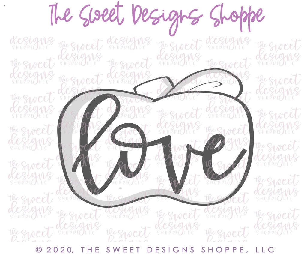 Cookie Cutters - LOVE Short Apple - Cookie Cutter - The Sweet Designs Shoppe - - ALL, back to school, Cookie Cutter, Grad, graduations, home, house, Misc, Miscelaneous, Miscellaneous, Nerdy, Promocode, School, School / Graduation, School Bus, school supplies