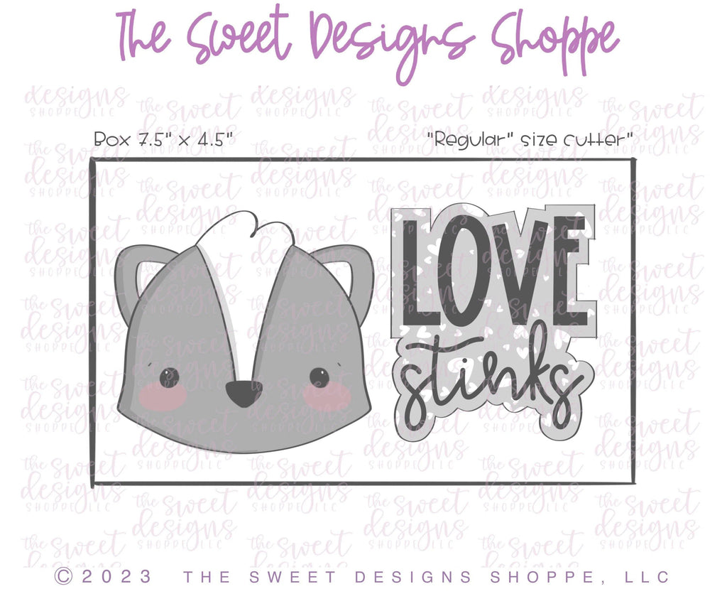 Cookie Cutters - LOVE Stinks Set - Set of 2 - Cookie Cutters - The Sweet Designs Shoppe - TSDS - - ALL,Animal,Animals,Animals and Insects,Cookie Cutter,Mini Sets,Plaque,Plaques,PLAQUES HANDLETTERING,Promocode,regular sets,set,STL,valentine,valentines