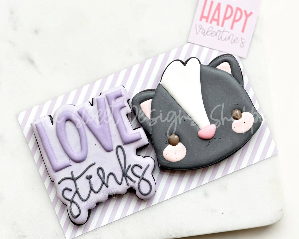 Cookie Cutters - LOVE Stinks Set - Set of 2 - Cookie Cutters - The Sweet Designs Shoppe - - ALL, Animal, Animals, Animals and Insects, Cookie Cutter, Mini Sets, Plaque, Plaques, PLAQUES HANDLETTERING, Promocode, regular sets, set, valentine, valentines