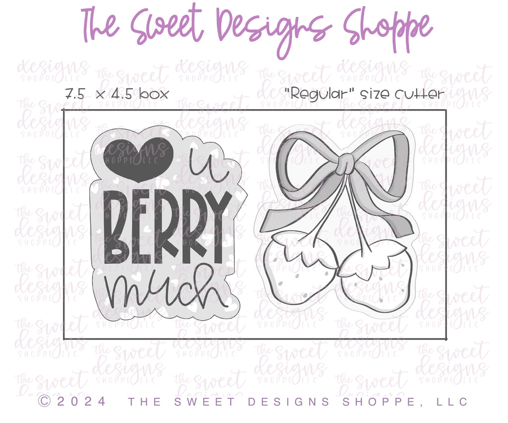 Cookie Cutters - Love U Berry Much Set - Set of 2 - Cookie Cutters - The Sweet Designs Shoppe - TSDS - - ALL,Cookie Cutter,fruit,fruits,Fruits and Vegetables,Love,Promocode,regular sets,set,STL,valentine,Valentines