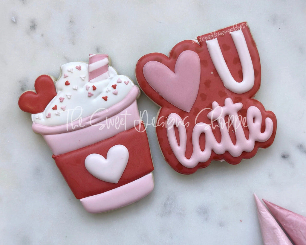 Cookie Cutters - LOVE U Latte Set - Set of 2 - Cookie Cutters - The Sweet Designs Shoppe - - ALL, beverage, beverages, Cookie Cutter, Food & Beverages, Food and Beverage, Mini Sets, Plaque, Plaques, PLAQUES HANDLETTERING, Promocode, regular sets, set, STL, valentine, valentines