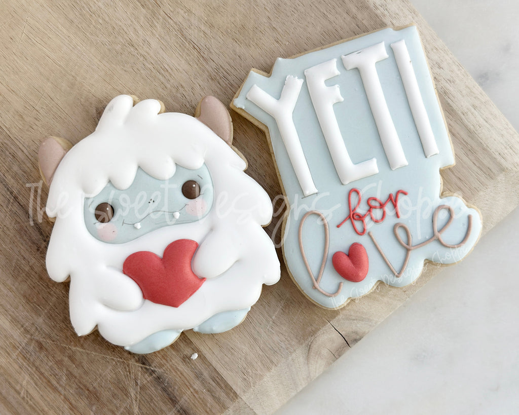 Cookie Cutters - Love Yeti Monster Set - Set of 2 - Cookie Cutters - The Sweet Designs Shoppe - - ALL, Cookie Cutter, Love, monster, Monsters, new, Promocode, regular sets, set, STL, valentine, Valentines, Yeti