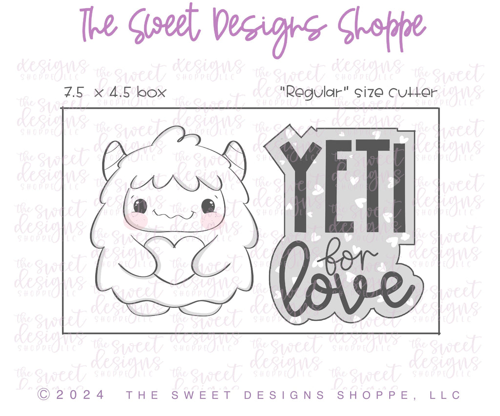 Cookie Cutters - Love Yeti Monster Set - Set of 2 - Cookie Cutters - The Sweet Designs Shoppe - TSDS - - ALL,Cookie Cutter,Love,monster,Monsters,Promocode,regular sets,set,STL,valentine,Valentines,Yeti