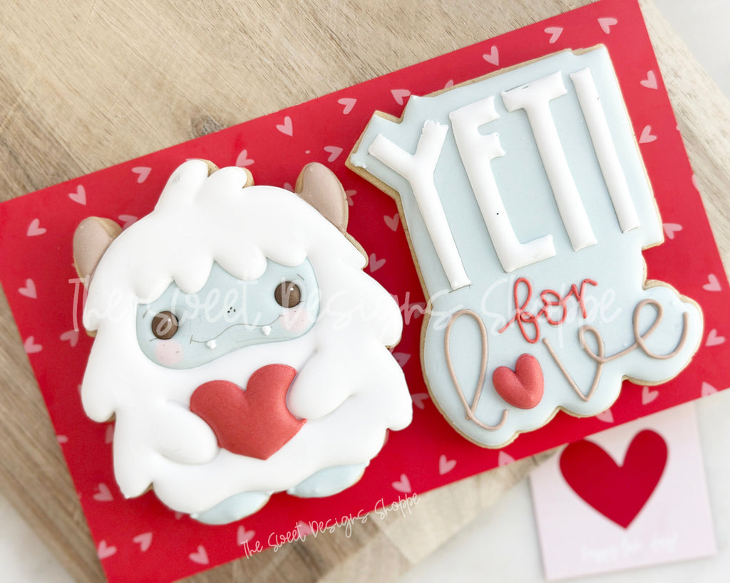 Cookie Cutters - Love Yeti Monster Set - Set of 2 - Cookie Cutters - The Sweet Designs Shoppe - - ALL, Cookie Cutter, Love, monster, Monsters, new, Promocode, regular sets, set, STL, valentine, Valentines, Yeti