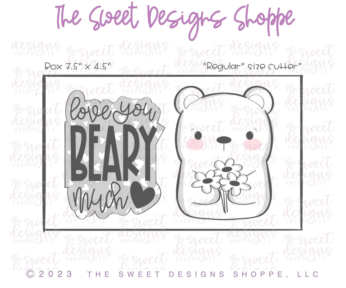 Cookie Cutters - Love you Beary Much Set - Set of 2 - Cookie Cutters - The Sweet Designs Shoppe - TSDS - - ALL,Animal,Animals,Animals and Insects,Cookie Cutter,Mini Sets,Plaque,Plaques,PLAQUES HANDLETTERING,Promocode,regular sets,set,STL,valentine,valentines
