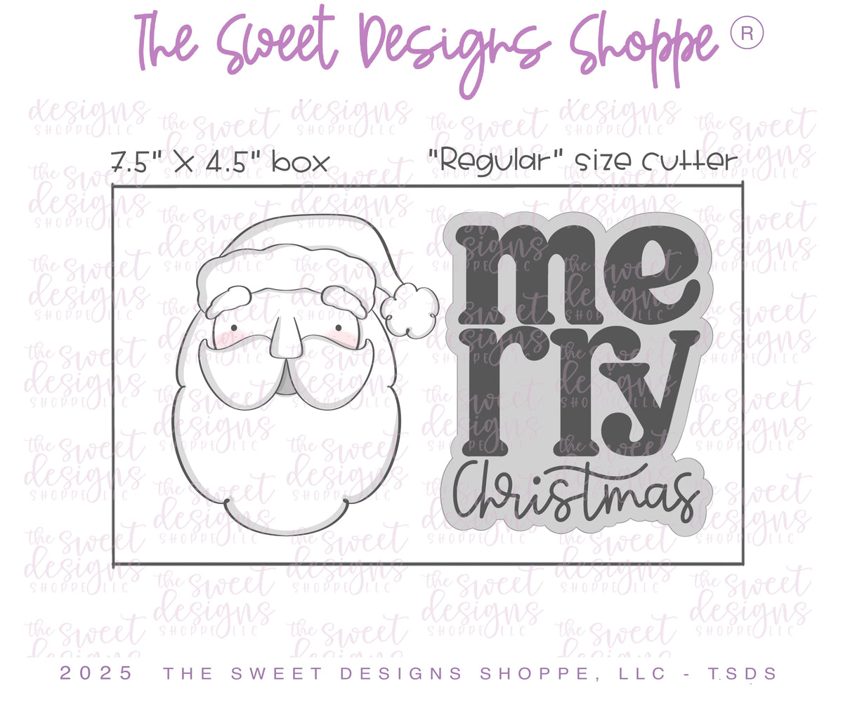 Cookie Cutters - Lovely Classic Santa and Christmas Plaque Cookie Cutter Set - Set of 2 - Cookie Cutters - The Sweet Designs Shoppe - TSDS - - ALL,Christmas,Christmas / Winter,claus,clause,Cookie Cutter,PLAQUES HANDLETTERING,Promocode,regular sets,Santa,Santa Claus,Santa Face,set,STL