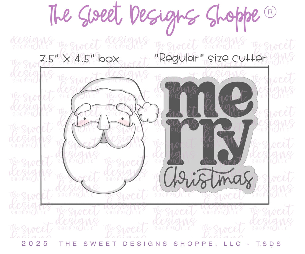 Cookie Cutters - Lovely Classic Santa and Christmas Plaque Cookie Cutter Set - Set of 2 - Cookie Cutters - The Sweet Designs Shoppe - TSDS - - ALL,Christmas,Christmas / Winter,claus,clause,Cookie Cutter,new,PLAQUES HANDLETTERING,Promocode,regular sets,Santa,Santa Claus,Santa Face,set,STL