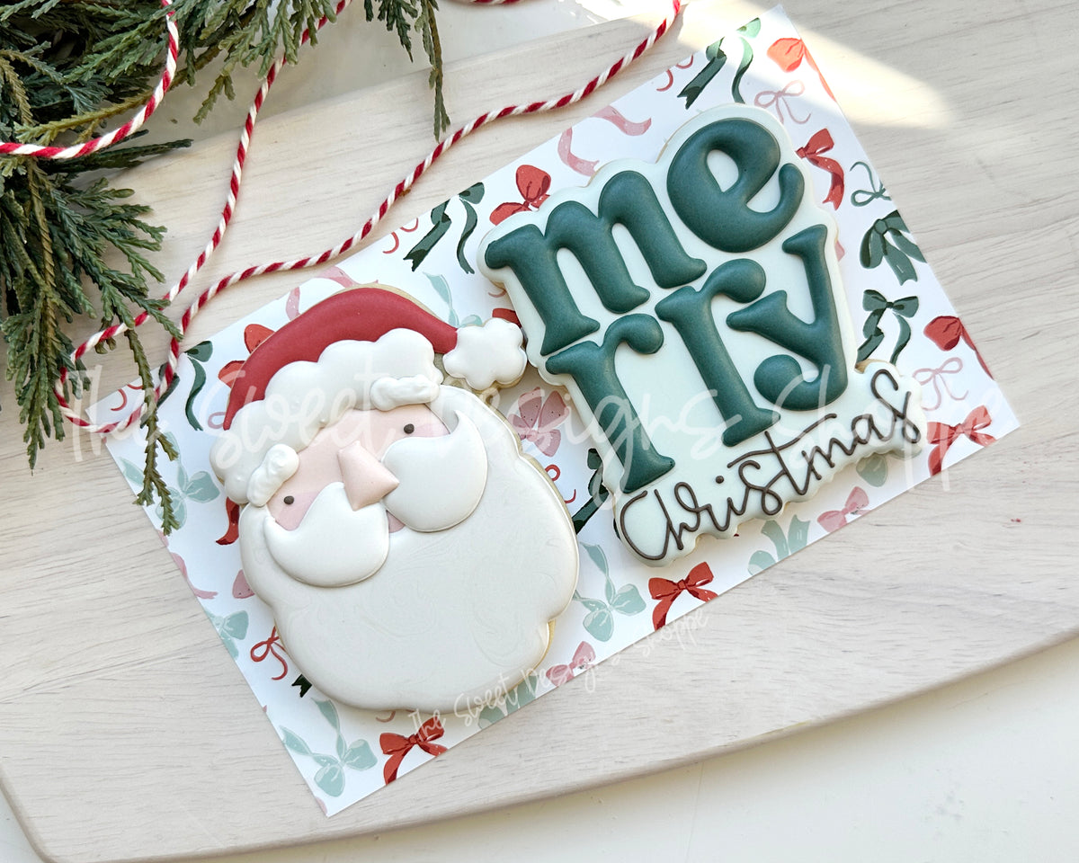 Cookie Cutters - Lovely Classic Santa and Christmas Plaque Cookie Cutter Set - Set of 2 - Cookie Cutters - The Sweet Designs Shoppe - TSDS - - ALL,Christmas,Christmas / Winter,claus,clause,Cookie Cutter,PLAQUES HANDLETTERING,Promocode,regular sets,Santa,Santa Claus,Santa Face,set,STL