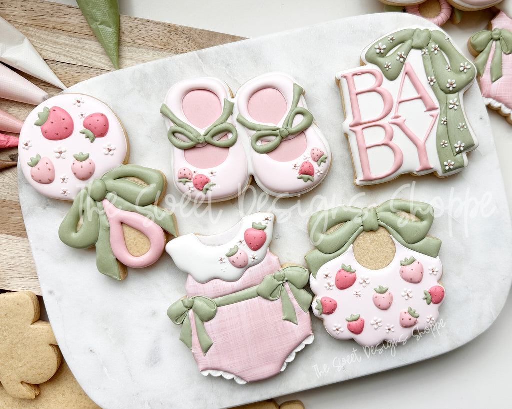 Cookie Cutters - Lovely Coquette Baby Set - Set of 5 - Cookie Cutters - The Sweet Designs Shoppe - TSDS - - ALL,Baby,Baby / Kids,Baby Bib,Baby Bottle,Baby Boy,baby girl,baby rattle,baby shower,Baby Swaddle,baby toys,babyshower,Bib,Cookie Cutter,Onesie,onsie,Promocode,rattle,regular sets,set,STL,Swaddle