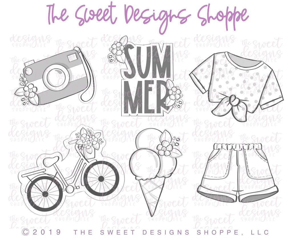 Cookie Cutters - Lovely Summer - Cookie Cutters Set - Set of 6 Cookie Cutters - The Sweet Designs Shoppe - TSDS - - Accesories,Accessories,accessory,ALL,beach,bicycle,Clothing / Accessories,Cookie Cutter,fruity summer,icecream,Mini Sets,pool,pool party,Promocode,regular sets,set,Summer,summer plaque