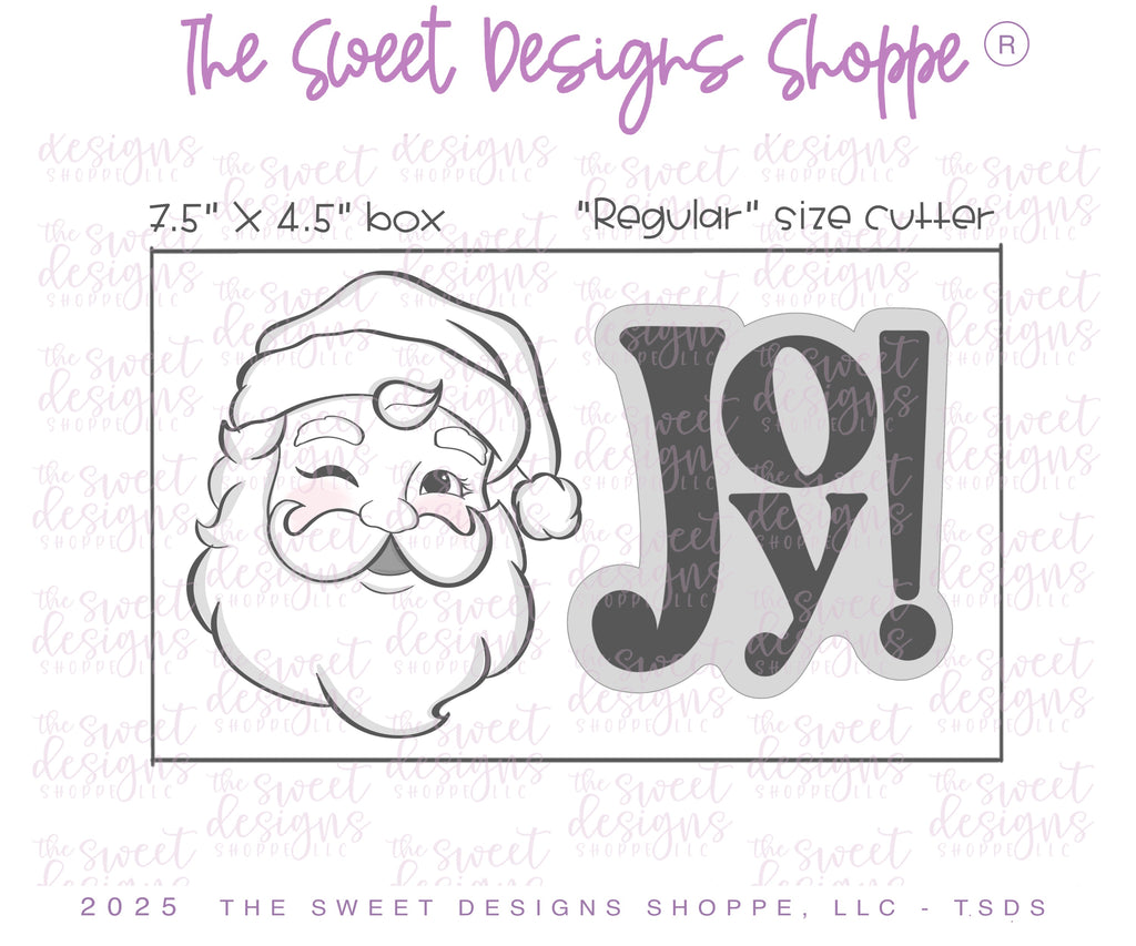 Cookie Cutters - Lovely Vintage Santa Face & Joy Plaque Cookie Cutter Set - Set of 2 - Cookie Cutters - The Sweet Designs Shoppe - TSDS - - ALL,Christmas,Christmas / Winter,claus,clause,Cookie Cutter,new,PLAQUES HANDLETTERING,Promocode,regular sets,Santa,Santa Claus,Santa Face,set,STL