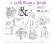 Cookie Cutters - Lovely Wedding Set - Set of 10 - Cookie Cutters & Color Palette (PDF) - The Sweet Designs Shoppe - TSDS - - ALL,Bachelorette,color palette,Cookie Cutter,Married,Promocode,regular sets,Religious,set,STL,Wedding,Wedding Favors