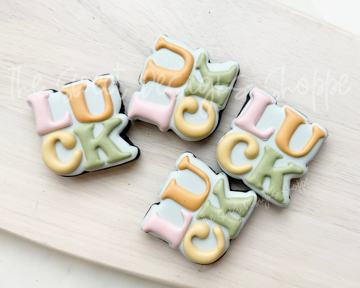 Cookie Cutters - LUCK Chunky Plaque - Cookie Cutter - The Sweet Designs Shoppe - TSDS - - ALL,Cookie Cutter,handlettering,patrick,patrick's,Plaque,Plaques,PLAQUES HANDLETTERING,Promocode,Saint Patricks,ST PATRICK,St Patrick’s Day,St. Pat,St. Patricks,STL