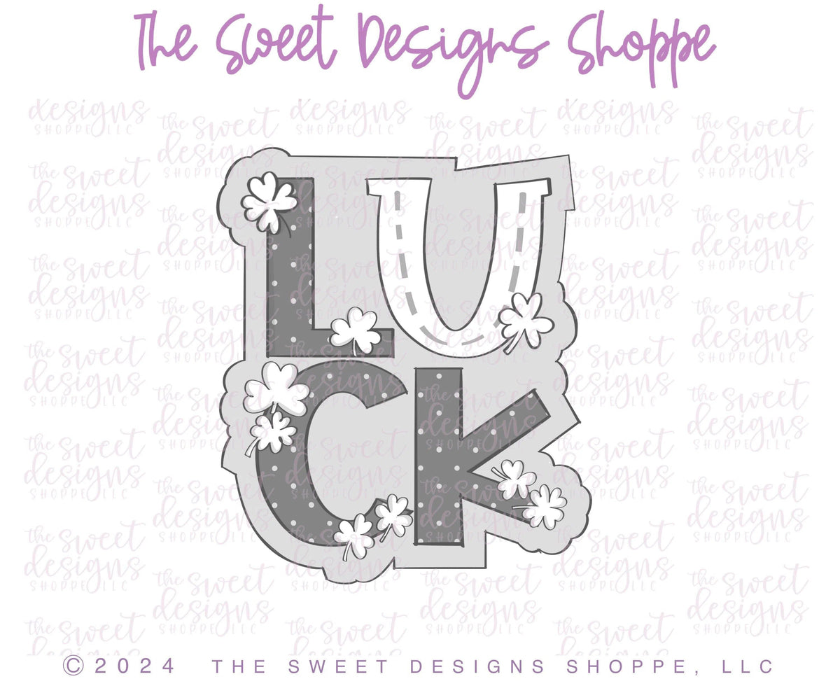 Cookie Cutters - LUCK Plaque - Cookie Cutter - The Sweet Designs Shoppe - TSDS - - ALL,Cookie Cutter,handlettering,Holiday,leprechaun,Lettering,patrick,patrick's,Plaque,Plaques,PLAQUES HANDLETTERING,Promocode,ST PATRICK,St. Pat,St. Patricks,STL