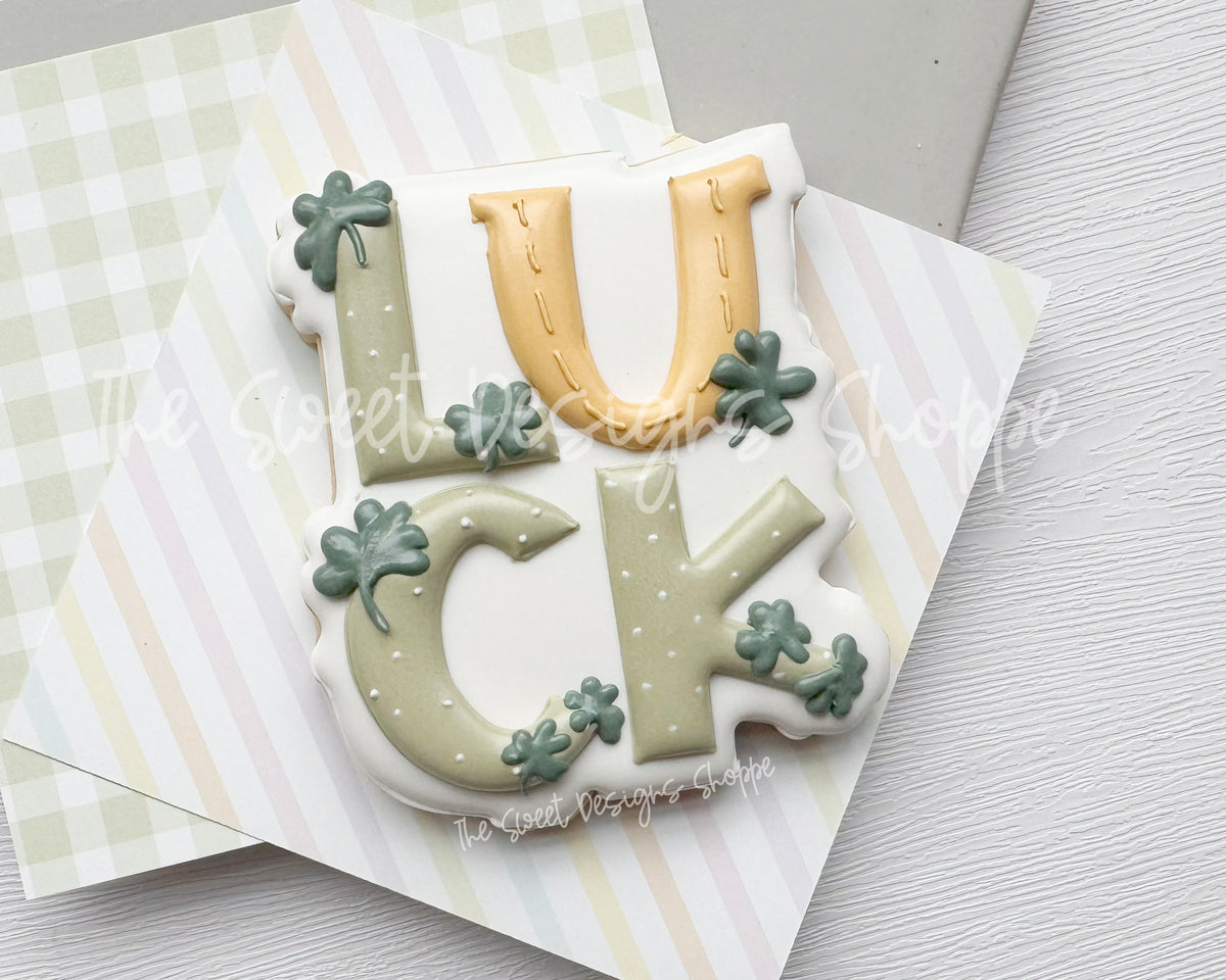 Cookie Cutters - LUCK Plaque - Cookie Cutter - The Sweet Designs Shoppe - TSDS - - ALL,Cookie Cutter,handlettering,Holiday,leprechaun,Lettering,patrick,patrick's,Plaque,Plaques,PLAQUES HANDLETTERING,Promocode,ST PATRICK,St. Pat,St. Patricks,STL