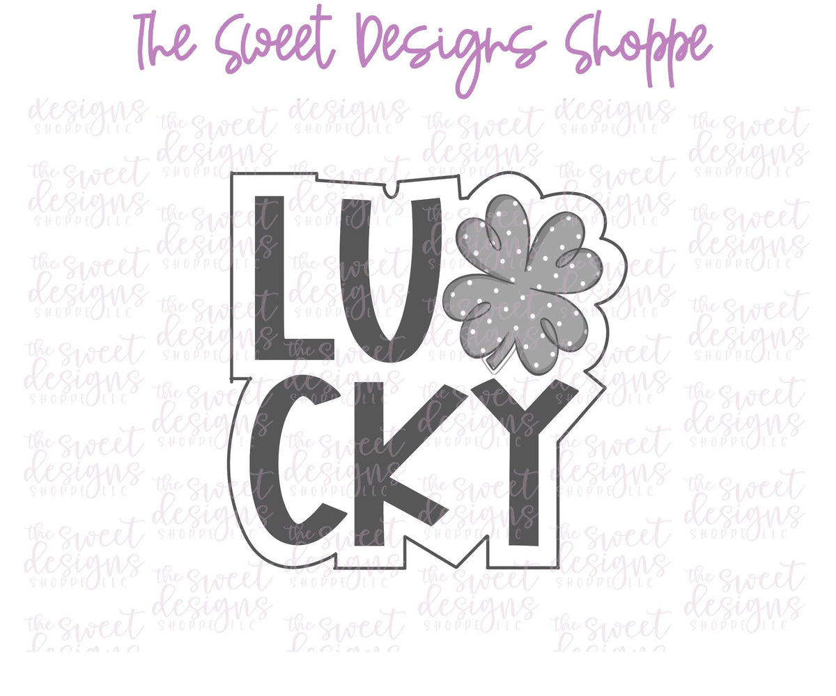 Cookie Cutters - Lucky Plaque - Cookie Cutter - The Sweet Designs Shoppe - TSDS - - ALL,Cookie Cutter,handlettering,Holiday,leprechaun,Lettering,patrick,patrick's,Plaque,Plaques,PLAQUES HANDLETTERING,Promocode,ST PATRICK,St. Pat,St. Patricks,STL